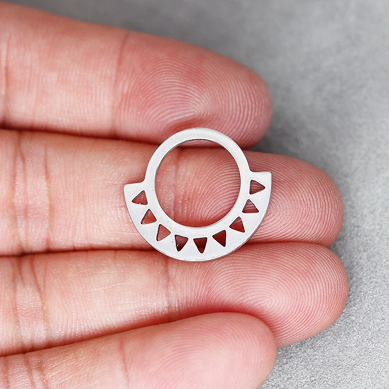 3pcs Half Round Hollow Triangle Connector Charm DIY Craft Tassels Earrings Necklace Women Jewelry Making Stainless Steel Pendant