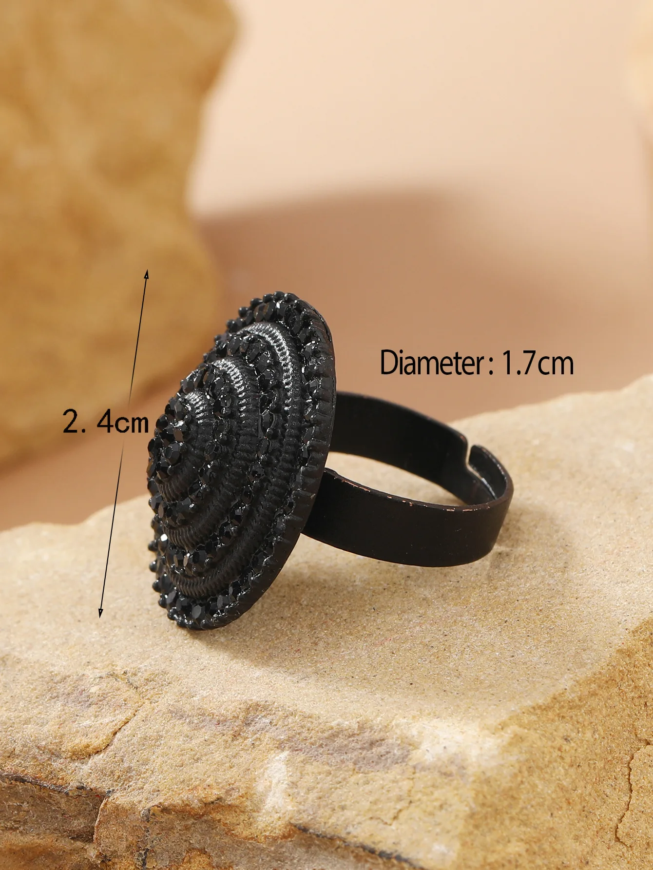 Bohemian Vintage Tibetan Silver Black Stone Rings For Women Fashion Big Female Male Ring Indian Tribal Jewelry Birthday Gift