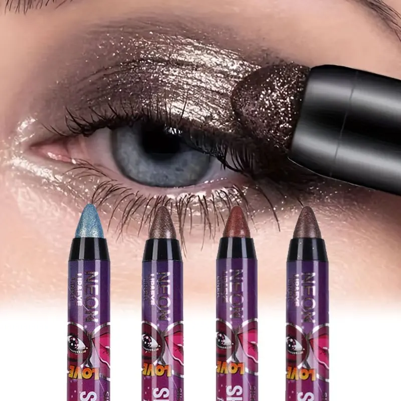 Glitter Eyeshadow Stick Lip Pencil 2 In 1 Smudge Proof Matte Pearly Sparkle High Saturated Eyeshadow Eyeliner Pen