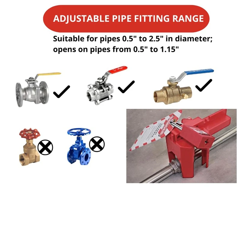 AB15-Ball Valve Lockout With Padlock For 1/2In-2-1/2In Outside Diameter Pipe - Design Prevents Accidental Activation