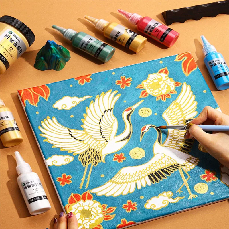 Maries 50ml Pearlescent Acrylic Paint Waterproof Fadeproof Metallic Color for DIY Hand Painting Art Creation