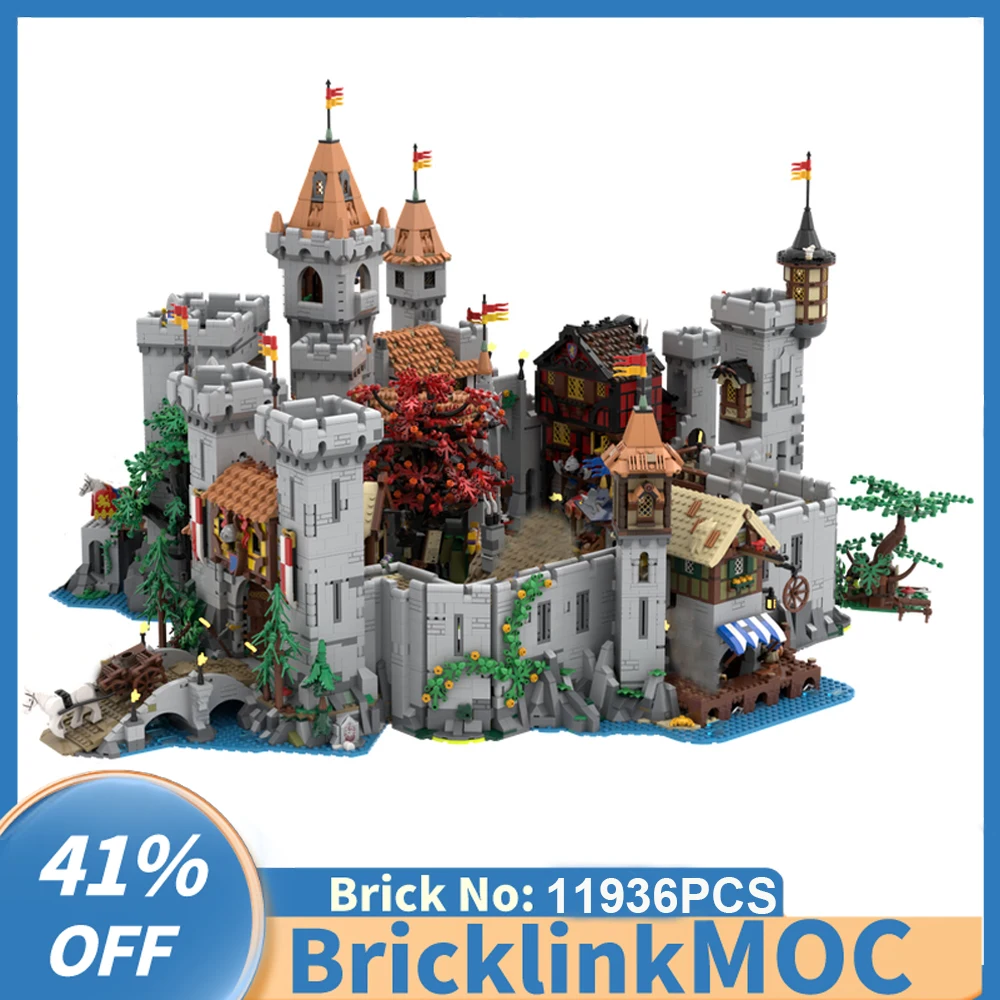 11936pcs European Medieval Street View Lion Knights' Kingdom Town Castle model creative ideas Toy Giftblocks MOC-10305 MOC-10332