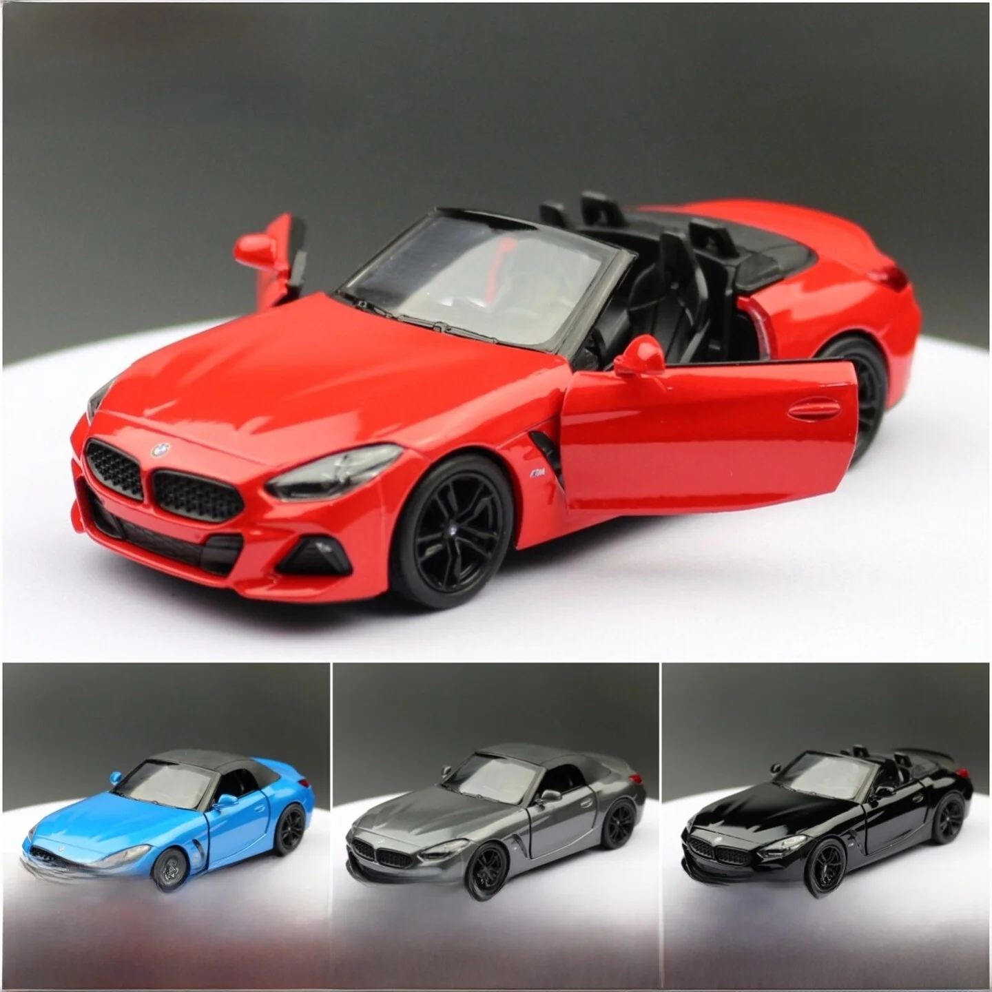 Modelo de Auto Coleccionable KiNSMART Z4 Convertible, Escala 1:38, Juguete de Simulación con Puertas Abribles para Niños y Coleccionistas