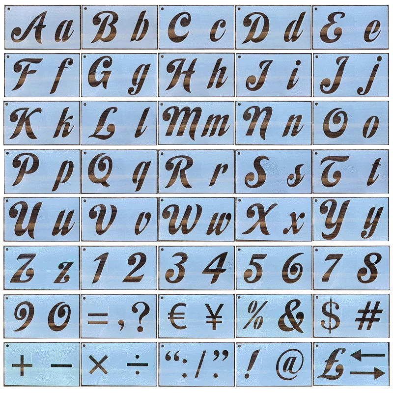 

40pcs Letter Stencils Symbol Numbers Craft Alphabet Reusable Painting Templates for Painting on Rock Wood Wall Fabric Notebook