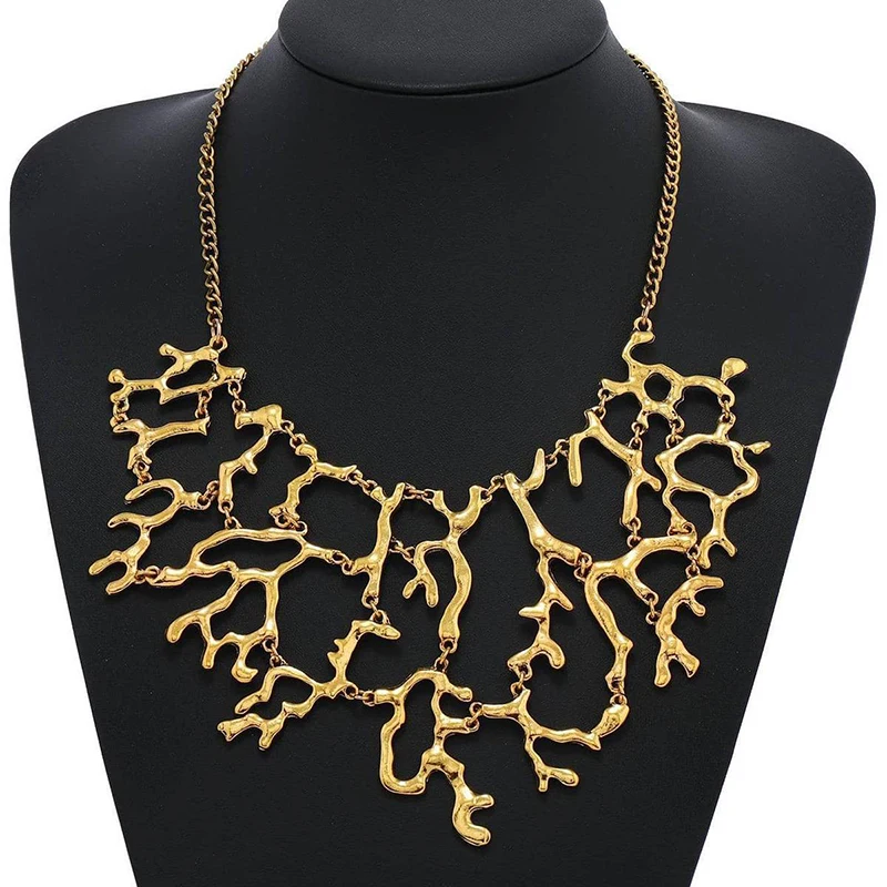 Fashion Unique Vintage Statement Splicing Tree Branch Necklace For Women Jewelry Punk Collar Choker Maxi Necklace Collier Femme