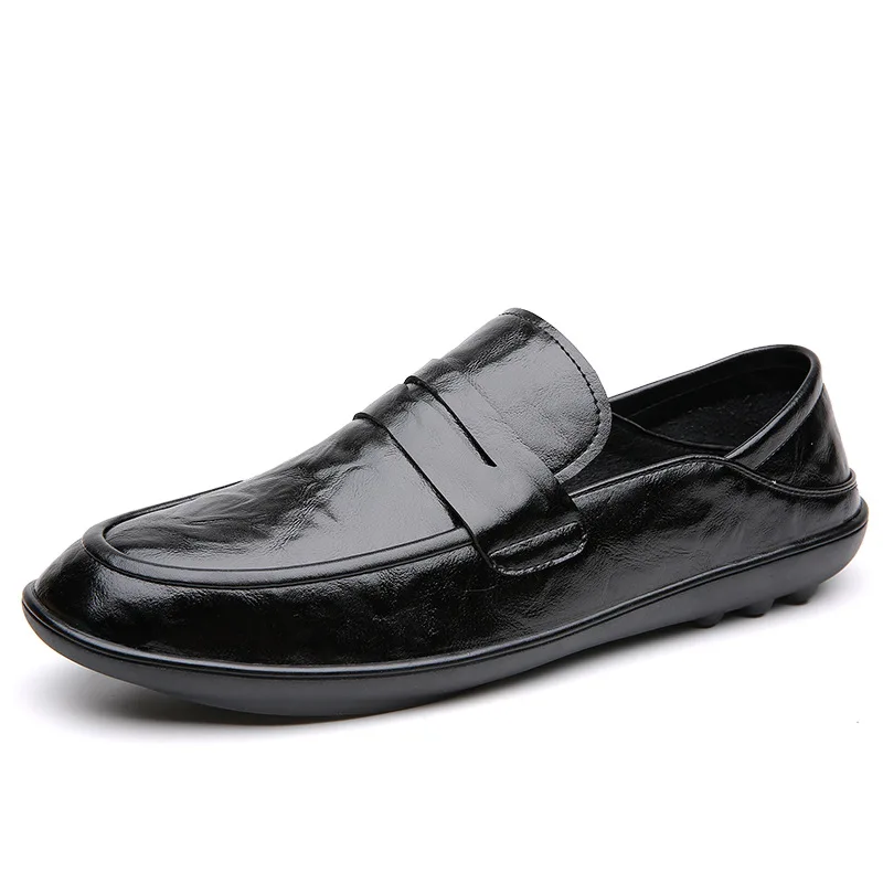 

British Style Leather Lightweight Loafers for Men Spring Autumn Designer Soft-soled Casual Slip-on Business Men's Dress Shoes