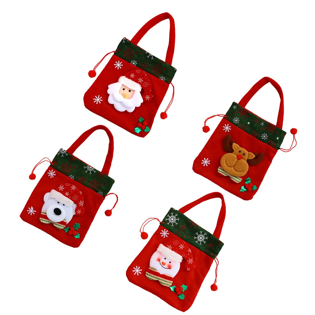 

4Pcs Candy Bags Gift Tote Durable Reusable Christmas Party Favor Storage Bags Holiday Candy Totes Gift Tote Christmas Bag