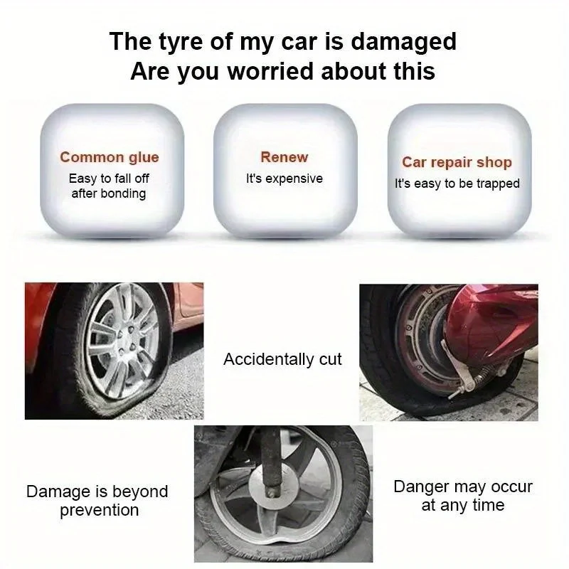 Adesivo sigillante universale per pneumatici - Colla per riparazioni di emergenza ad asciugatura rapida per pneumatici e tubi
