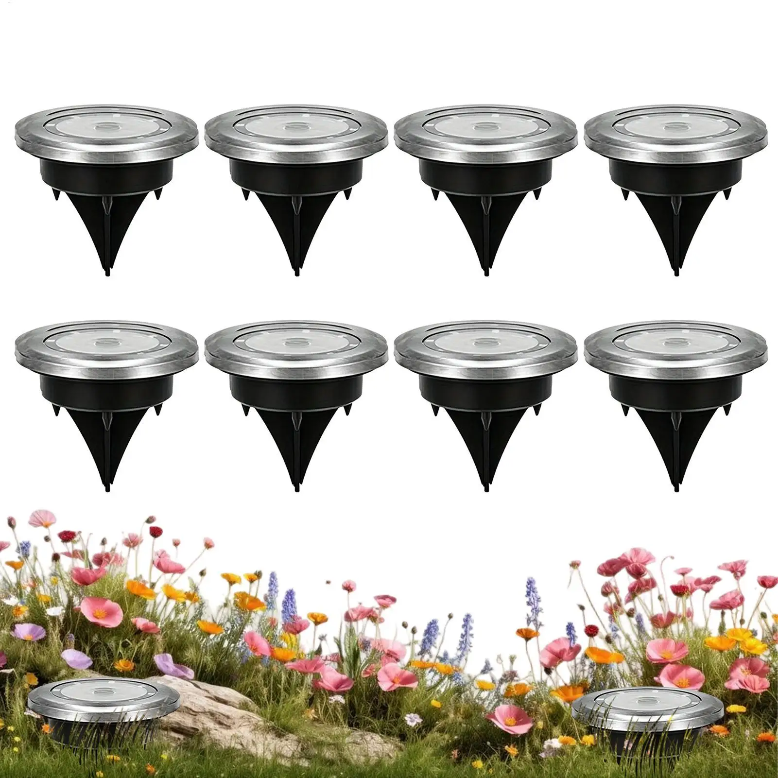 

Ground Solar Lights 8-Piece Waterproof Warm Garden Decor Garden Lighting Yard Decorations For Lawn Yard Porch Deck Sidewalk