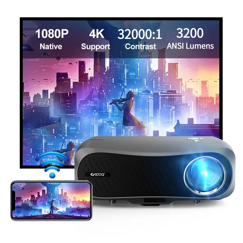 Проектор CAIWEI 900DAB для дома, Full HD 1080P, для фильмов 4K, 3200 ANSI, Android, Wi-Fi, Bluetooth, видеопроектор для домашнего кинотеатра, LED-проектор.