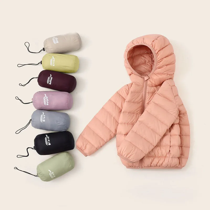 New children down jacket private baby hooded thin section down wear children's wear cotton cotton-padded jacket pure color coat