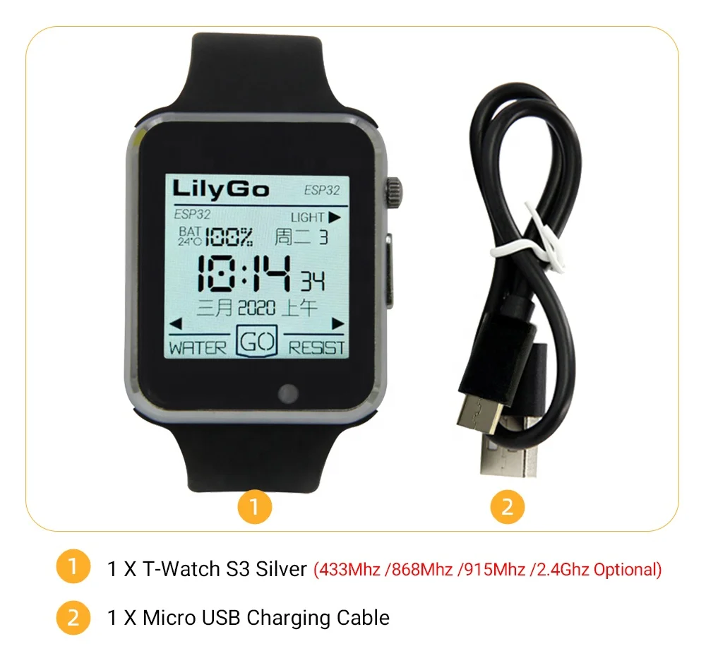 

2025 T-Watch S3 ESP32-S3 LoRa Smart Watch 470mAh FLASH 16MB Wearable DIY Programmable Development Board for Education Mak