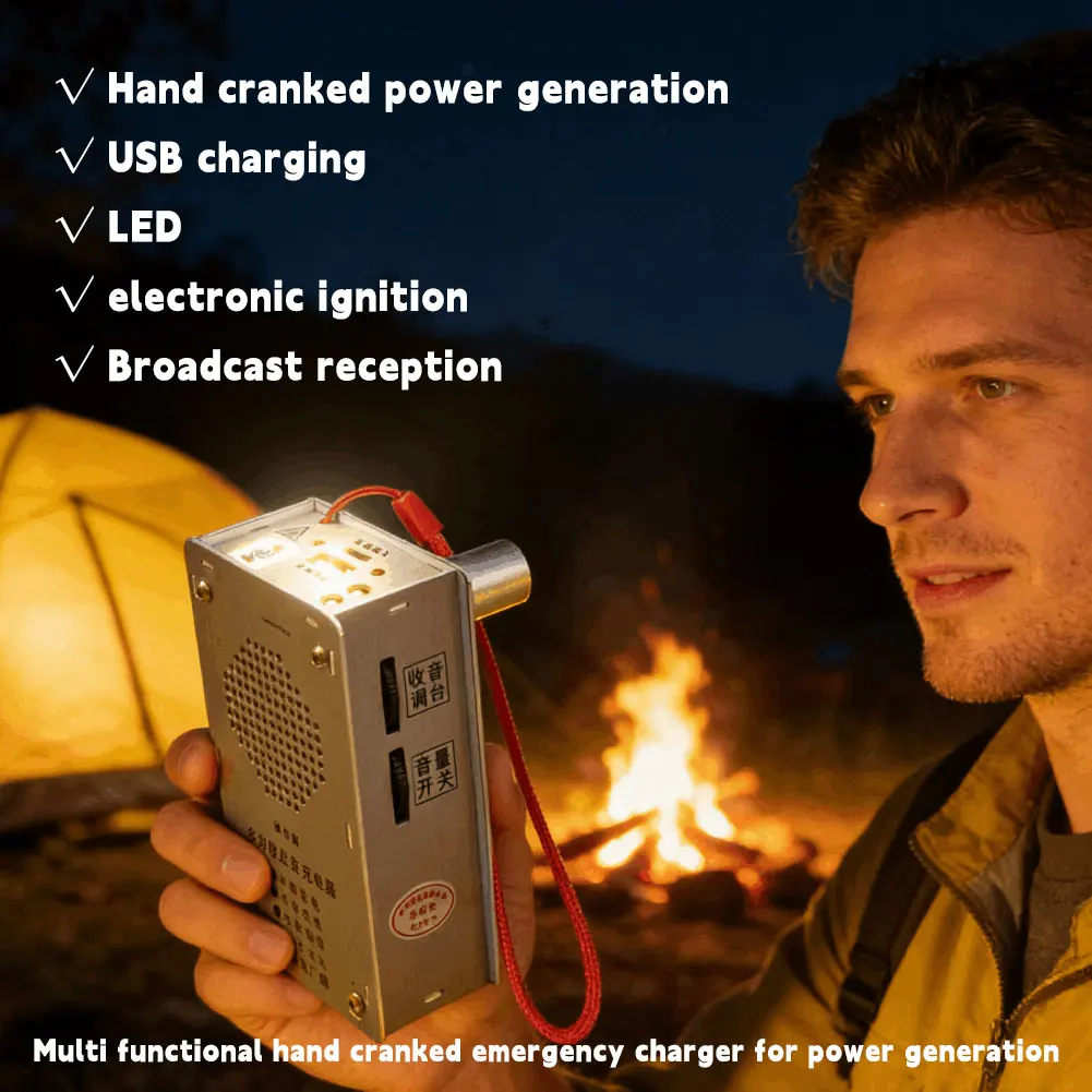 

Hand Crank Motor Gear Generator Kit Survival Power Bank Emergency USB Charger Integrated Ignition Lighting and Power Generation