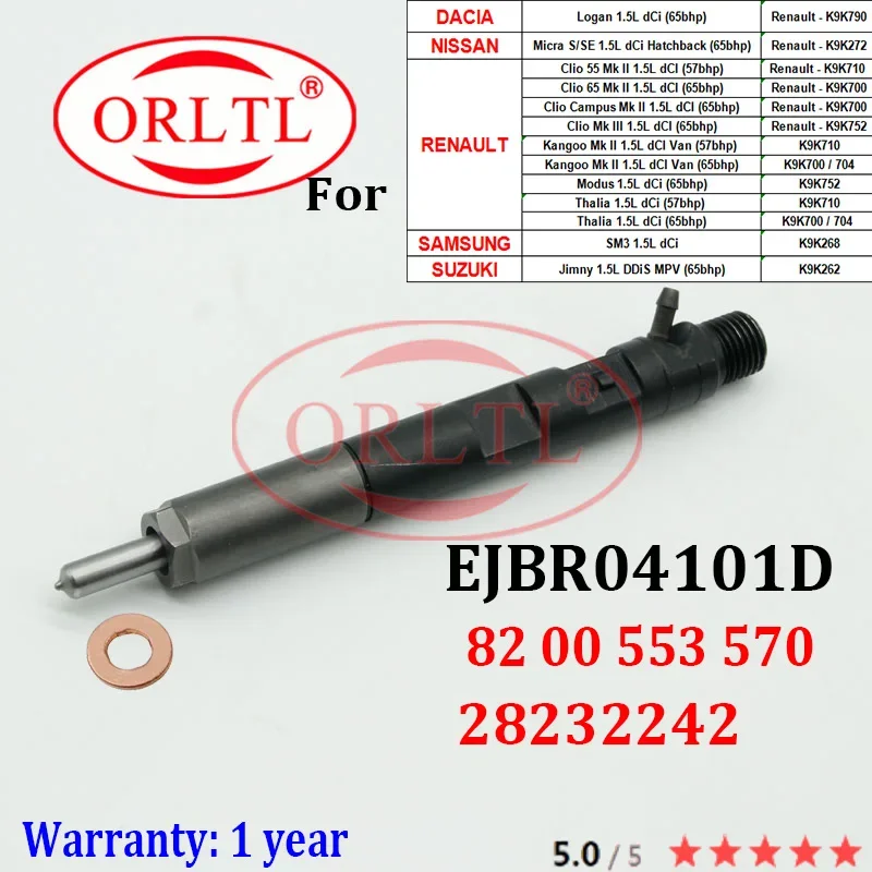 

EJBR04101D 28232242 Diesel Engine Injector 8200553570 For Renault - K9K790 Clio For DACIA NISSAN For SAMSUNG For SUZUKI