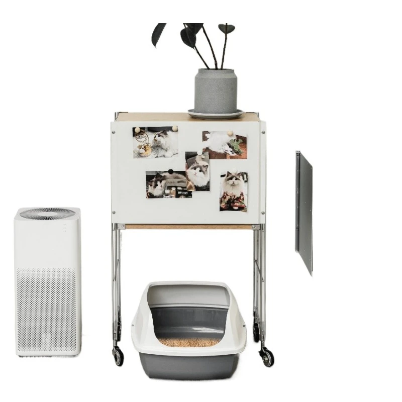 

Storage rack The storage rack above the cat litter box is a multi-layer pet supplies storage rack