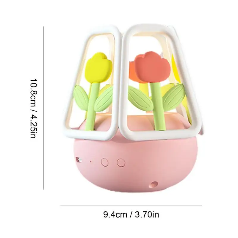 Lampu meja LED bunga Tulip, lentera meja LED bunga Tulip, dapat diisi ulang USB 5 mode pencahayaan, ornamen untuk meja dan kamar tidur