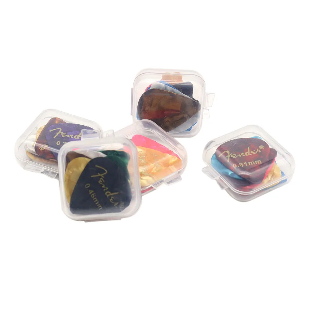 12pcs with Box Guitar Picks Guitar Plectrum Celluloid Smooth Electric Guitar Pick Accessories 0.46mm 0.71mm 0.81mm 0.96mm