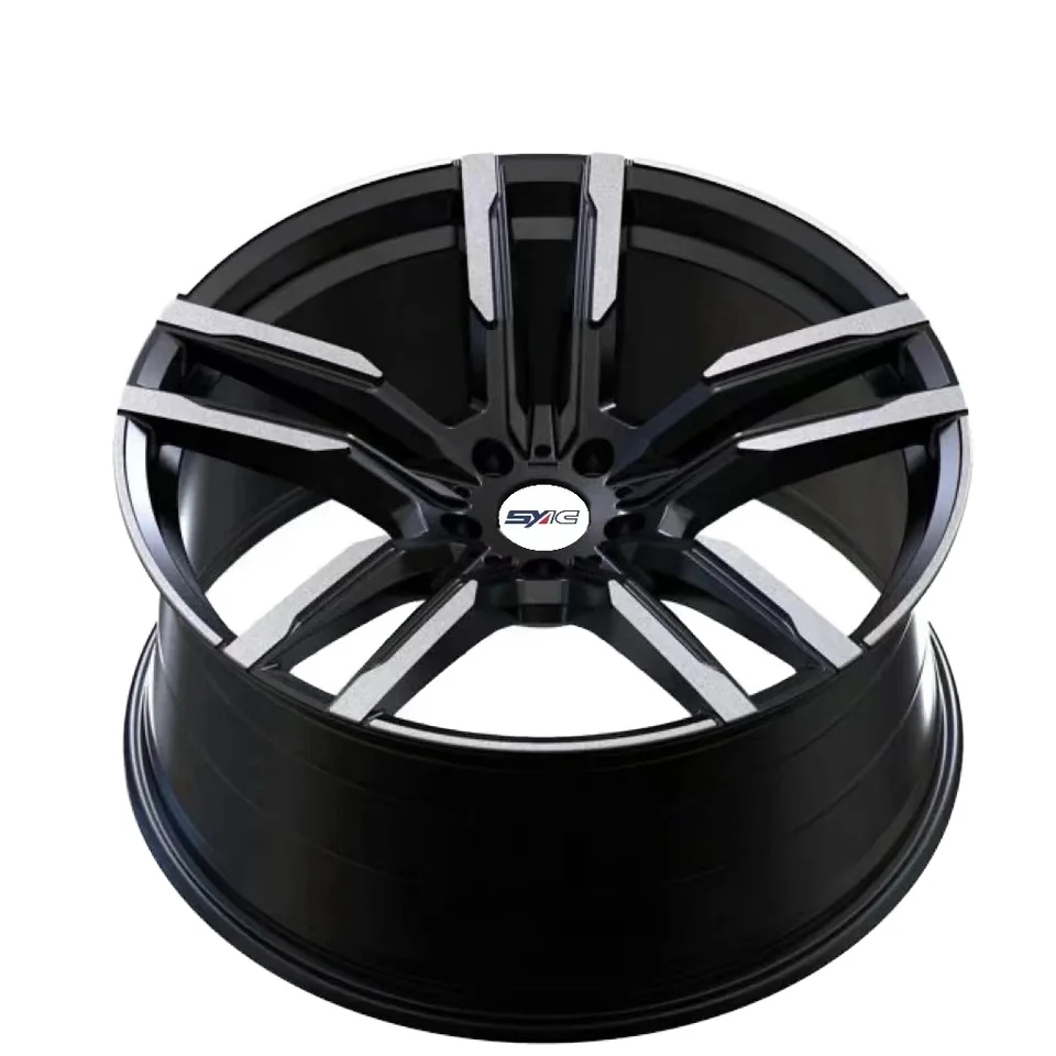 OEM Factory Hot Selling 17-21 Inch 5x112 5x120 Forged Wheels Double Five Spokes Black Machined Face Aluminum Alloy Wheel For M4