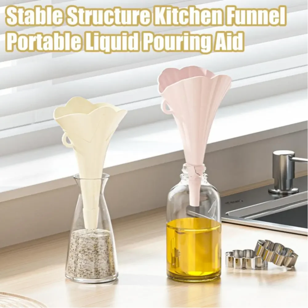 Silicone Collapsible Funnel Kitchen Tool With Support Rod Protable Home Folding Funnel Liquid Pouring Aid Gadget