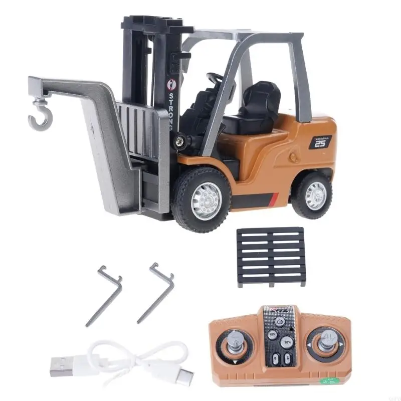   Small Alloy Forklift Toy With Bluetooth-compatible Remote Realistic Engineering Design Sturdy & Safe for Indoor Outdoor Play