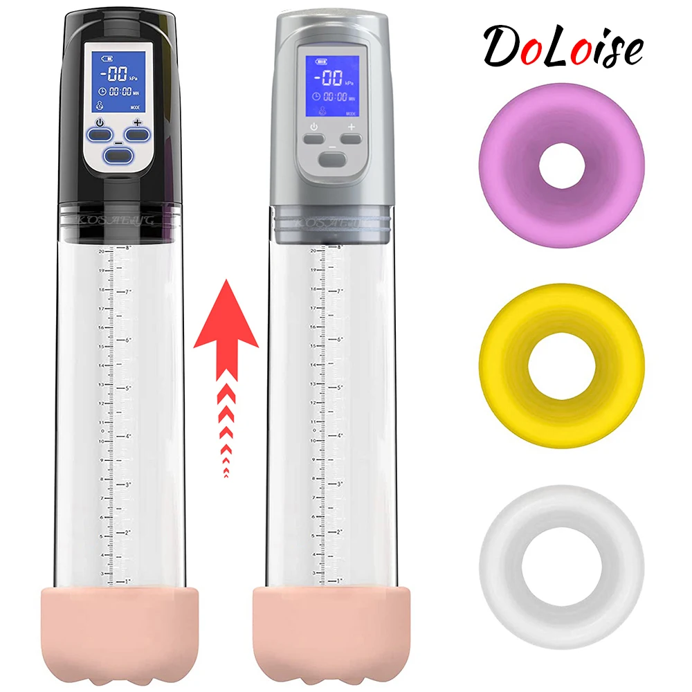 Enlargement Vacuum Pump LCD Electric Penis Pumps Male Masturbator Penile Extender with Colorful Sleeve Adult Sex Toys for Men