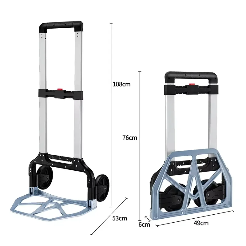 Lupai 150KG Capacity Folding Hand Truck Dolly Cart Portable Aluminum TPR Two-Wheeled OEM Telescoping-Handle Shopping Moving