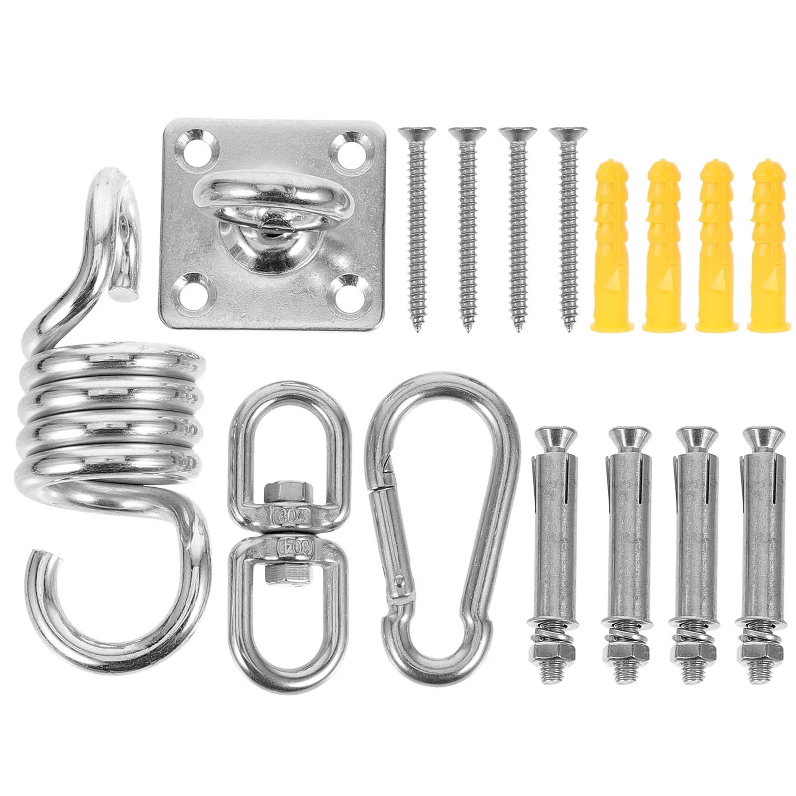 

1 Set Stainless Steel Heavy Duty Hammock Fixings Snap Hook Carabiners Pad Eyes Plate Ceiling Hanger For Hammock Chair Swing Yoga