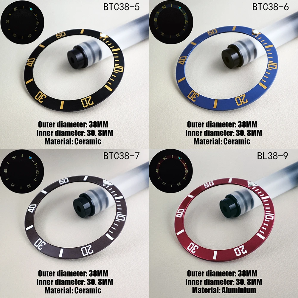 38MM*30.8MM Luminous Bead Watch Bezel Insert Ring Tilt  Ceramic For 40MM Men Case Inner