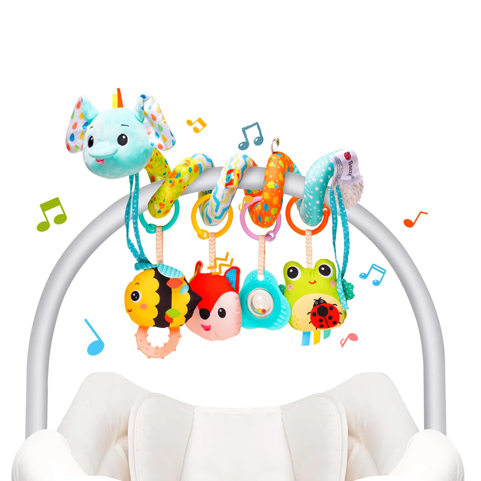 Brinquedos Espirais para Bebês de 0 a 6 Meses, Brinquedos Sensoriais para Cadeirinhas de Carro, Acessórios para Carrinhos de Bebê, Presente para Chá de Bebê
