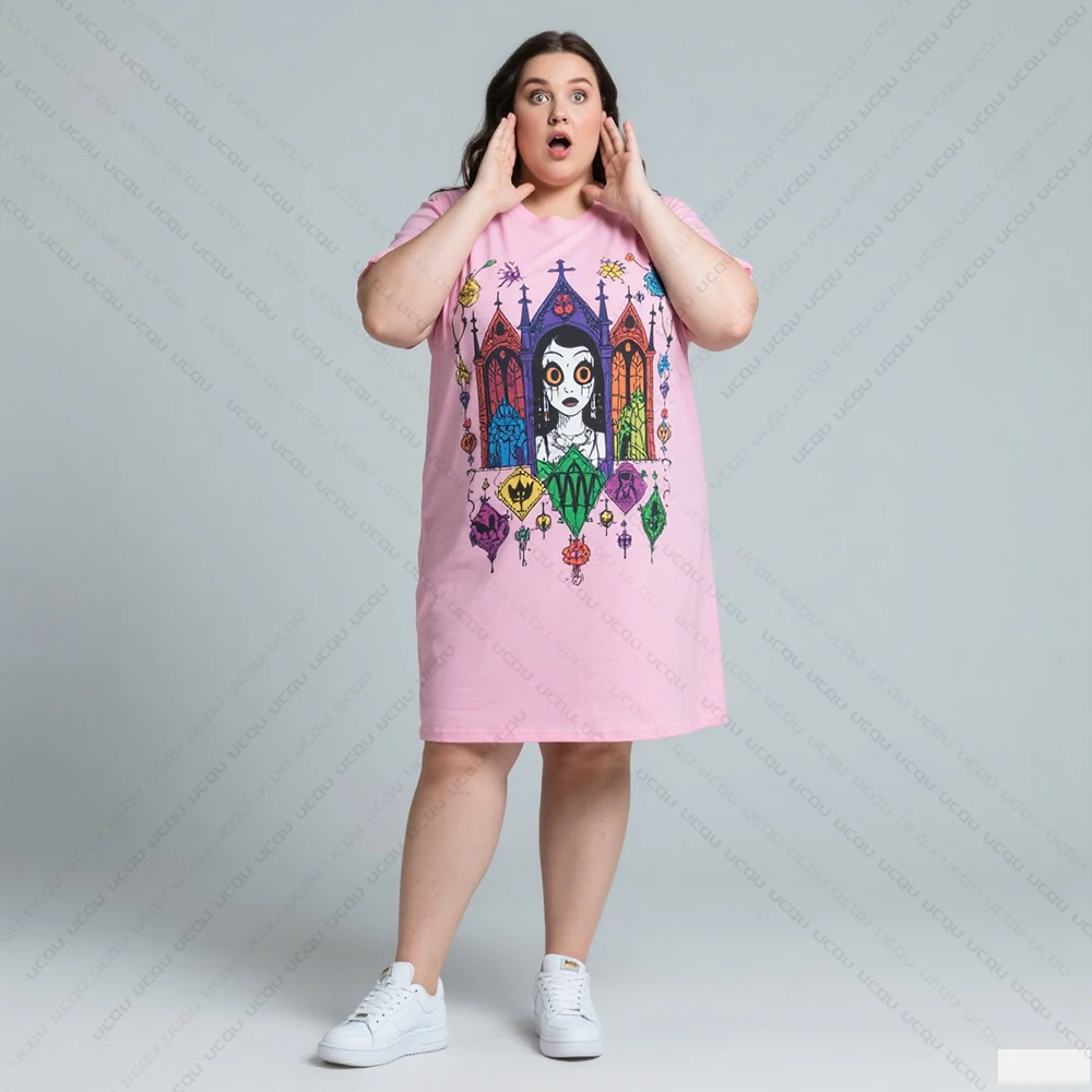 

Женское платье больших размеров 2025 года на лето, крутая юбка для сна для отдыха, домашняя юбка для сна, модная женская одежда с принтом в готическом стиле