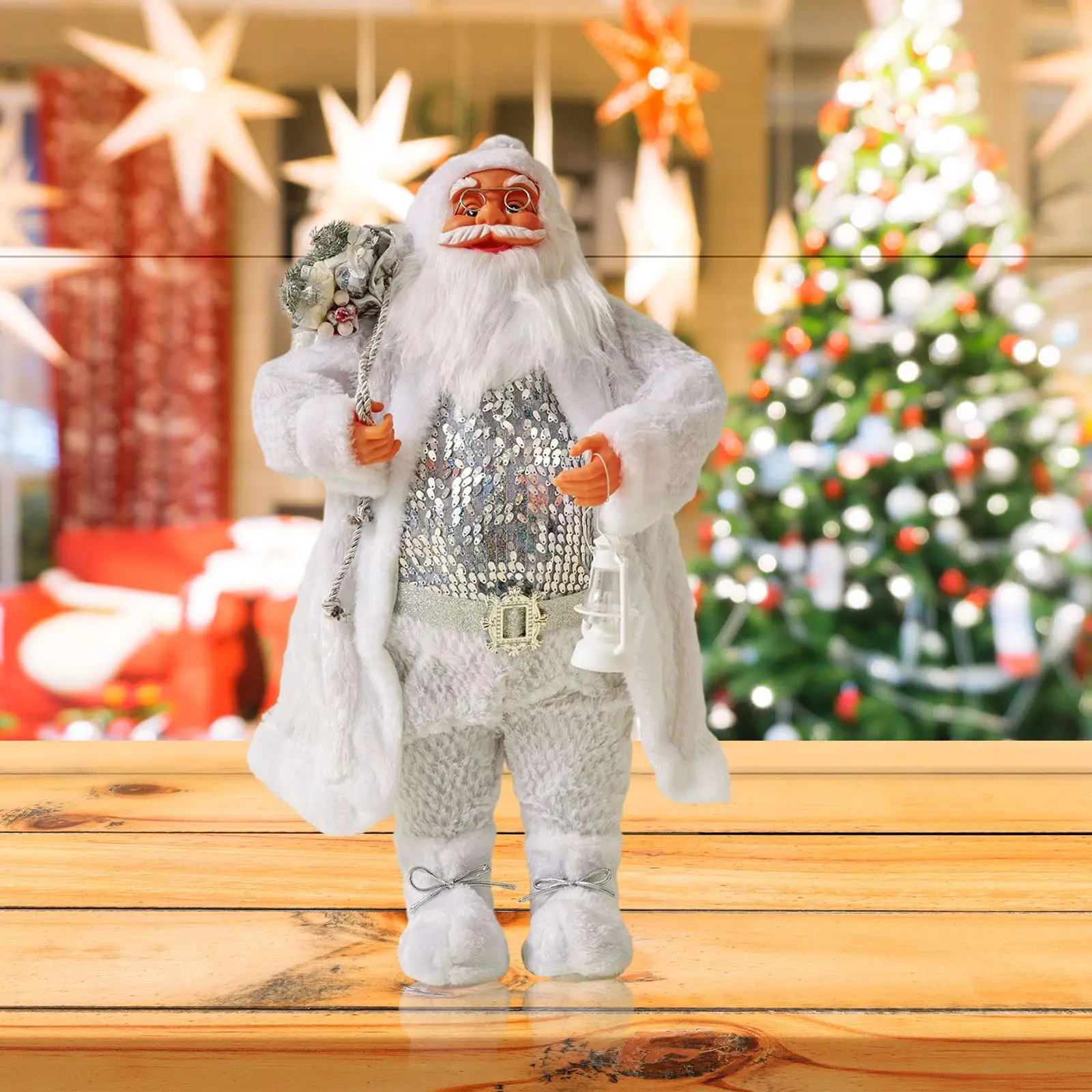 Santa Claus Doll Standing Santa Figure Novelty Christmas Ornaments Santa Claus Figure Ornaments for New Year Desk Table Decor