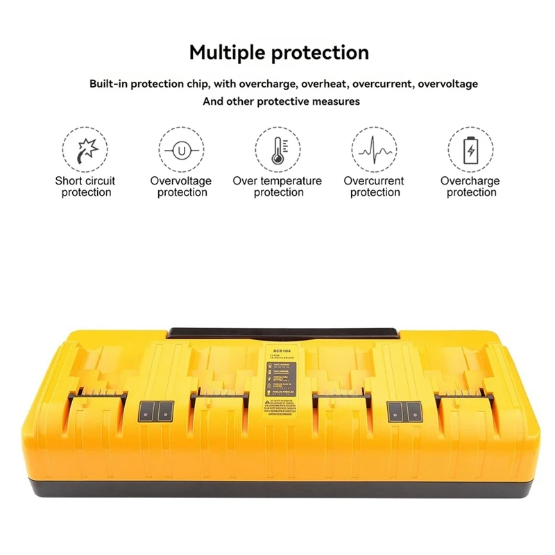 Portable 4-Slot Charger DCB104 Replacement Charger For Dewalt 20V Compatible With Multiple Dewalt Batteries AU Plug