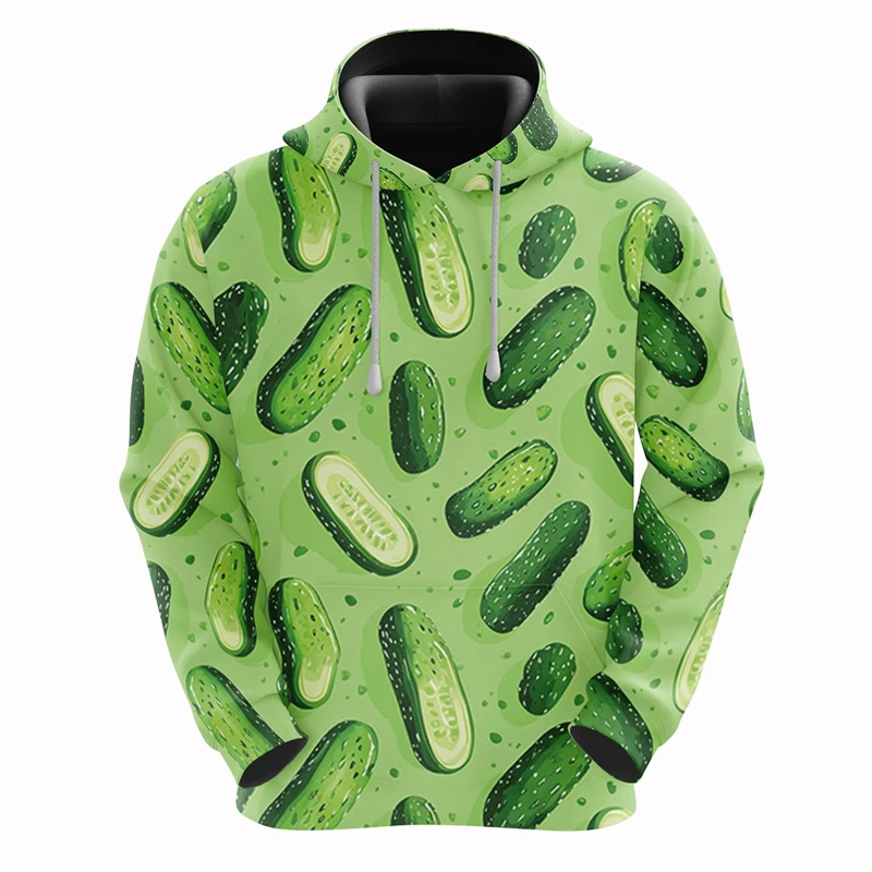 Harajuku Fashion Pickles Graphic Sweatshirts Cartoon Pickle Unisex Hoodie Funny Vegetable Cucumber 3D Printed Man Hoodies Tops