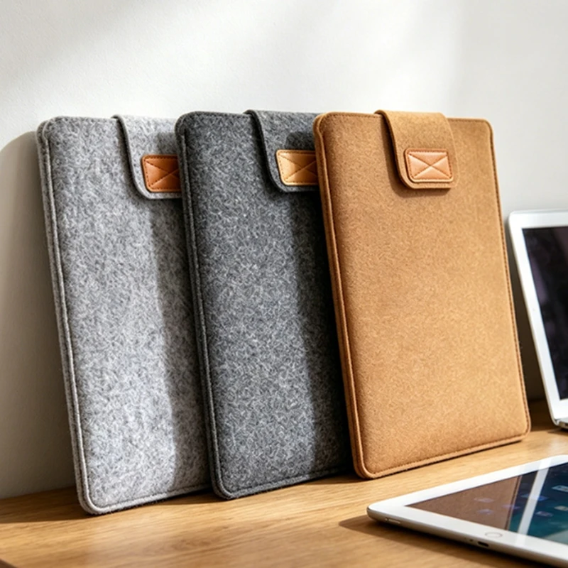 Felt Sleeve Slim Tablet Case Cover Bag for MacBooks Air Pro 11 13 15 Inch Solid Color Tablet Storage Bag