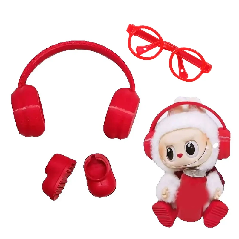 

DIY accessories for labubu V1 V2 shoes without lenses glasses stylish plastic headphone set plush doll decoration birthday gift