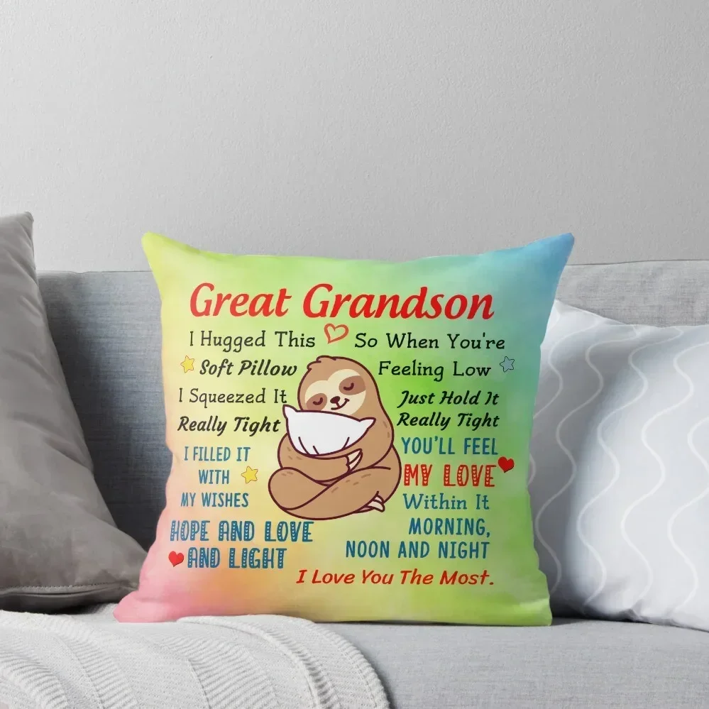 To My Great Grandson I Hugged This Soft Pillow I Squeezed It Pillow for Great Grandson from Nana Papa Throw Pillow