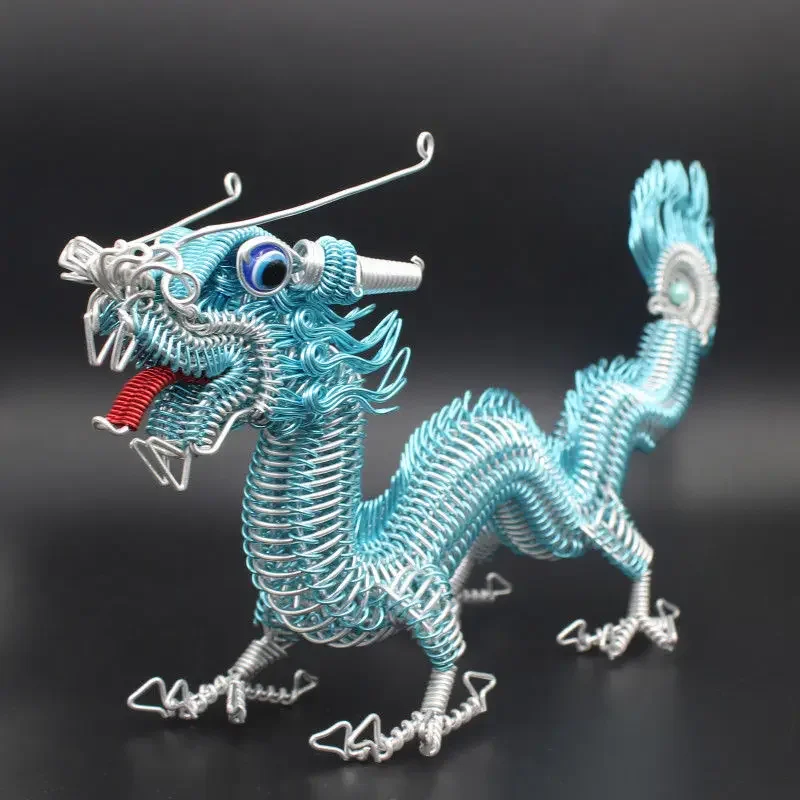 Chinese dragon model, Ornament decoration gift , Home office Furnishing Pure Handmade Aluminum Wire Weaving Iron Wire Production