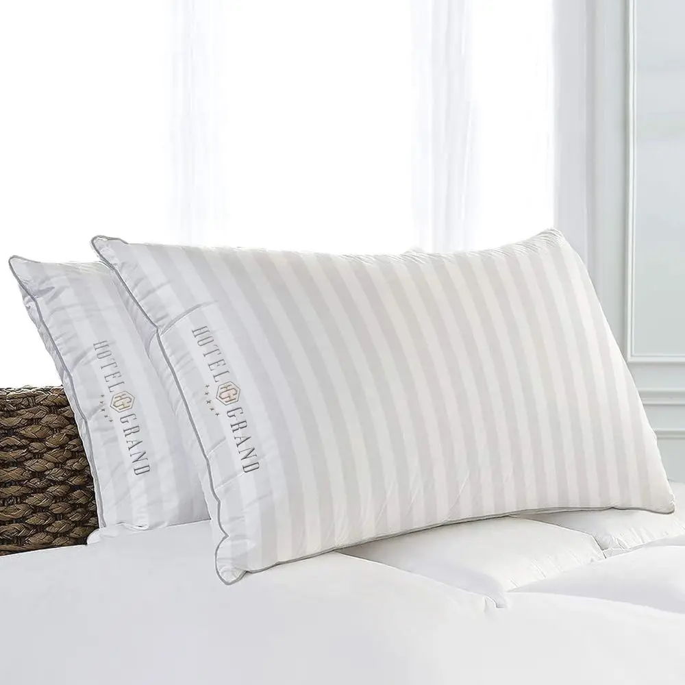 

Queen Size Cotton Pillows Set of 2 - 500 Thread Count, Hypoallergenic, Medium Firm, Washable