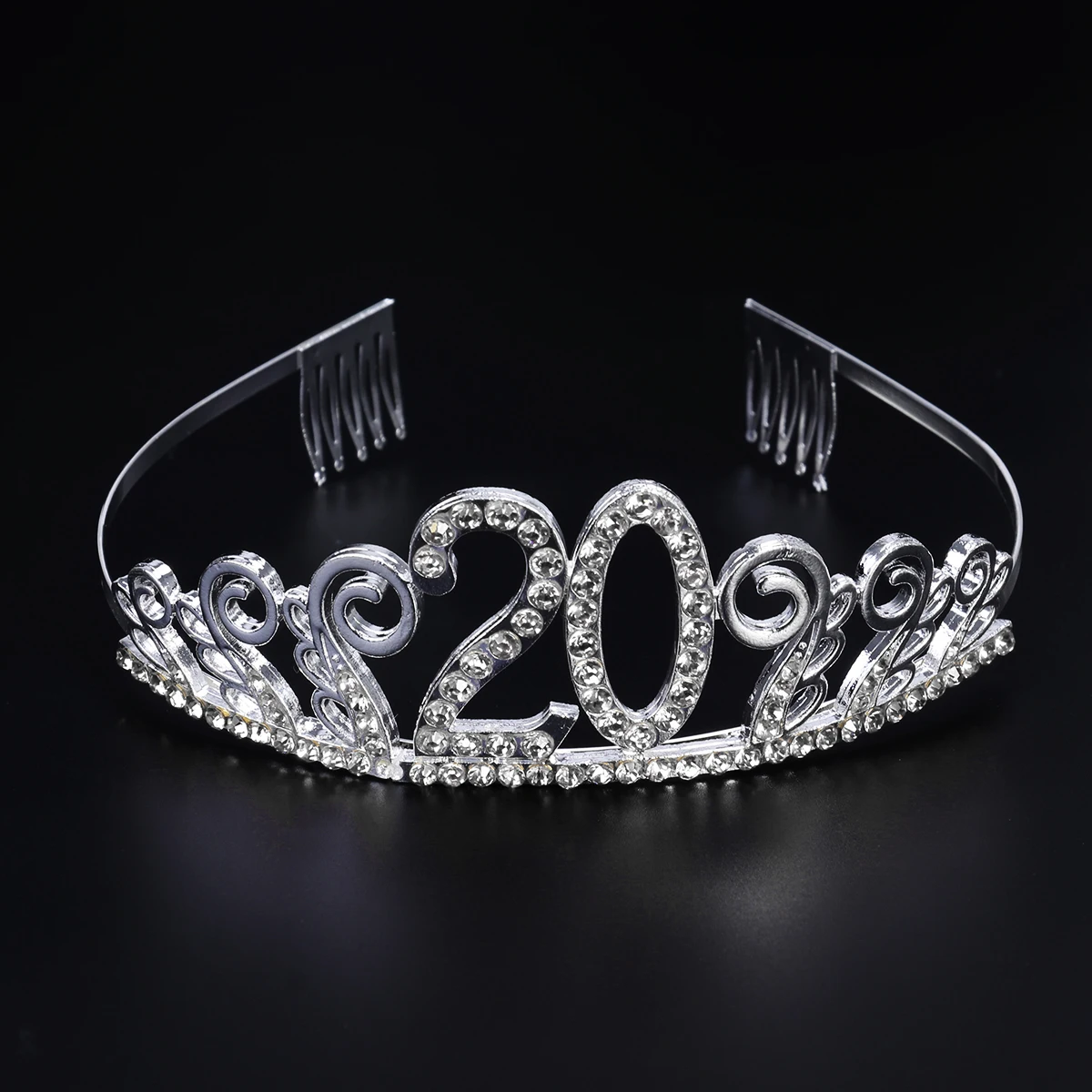 

1 Set 20 Rhinestone Crown Hair Comb Birthday Sash Crystal Decorative Tiara Headpiece Lightweight Durable Chic Eye-Catching Party