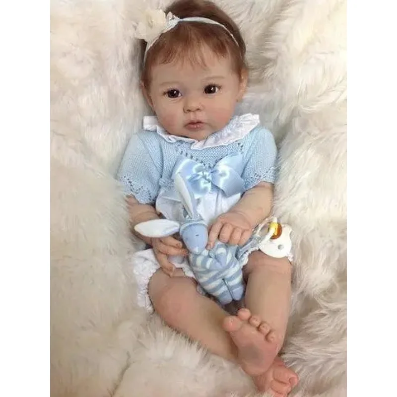 20inch Already Painted Finished Reborn Doll Raven Lifelike Soft Touch Baby Girl Doll 3D Skin Visible Veins with Root Hair