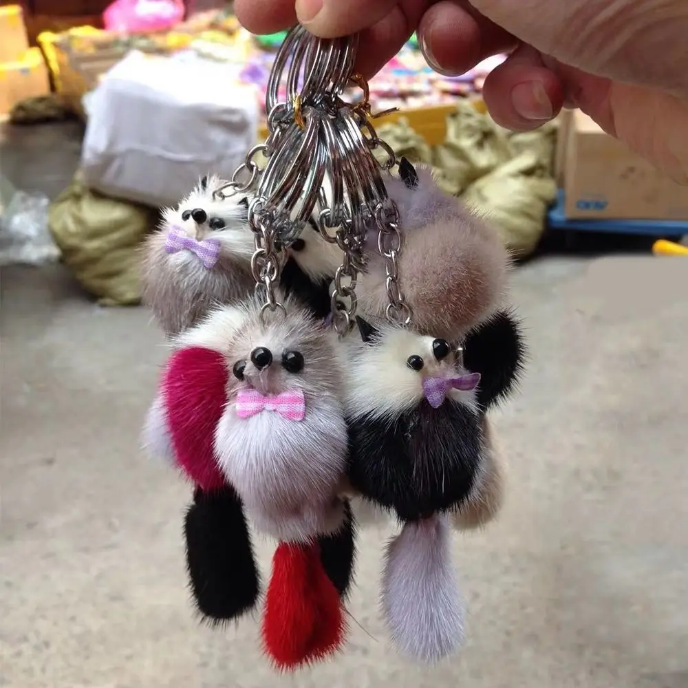 10PCS Cute Mink Fur Mink Fur Keychain Lifelike Mini Size Mink Keychain Soft Touch Lightweight Fox Pendant Gift Giving