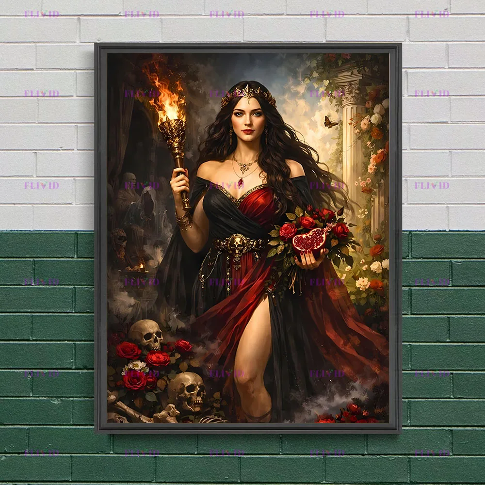 Occult Mythology Goddess Wall Art Canvas Painting Dark Fantasy Witch Pagan Moon Magic Poster Gothic Aesthetic Home Wall Decor
