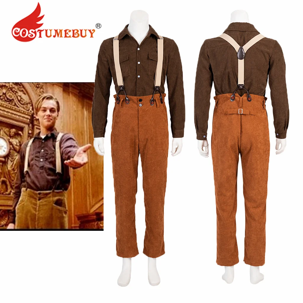 

Movie Titanic Jack Dawson Cosplay Costume Uniform Men's Titanic Jack Costume Outfit Shirt Pants Halloween Suit