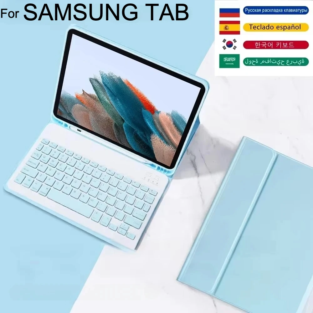 

Съемная клавиатура для Samsung Galaxy Tab S7 FE S8 S9 Plus 12,4 дюйма A9 Plus S7 S8 S9 11 дюймов S6 Lite S9 FE 10,9 дюйма, чехол со слотом для ручки