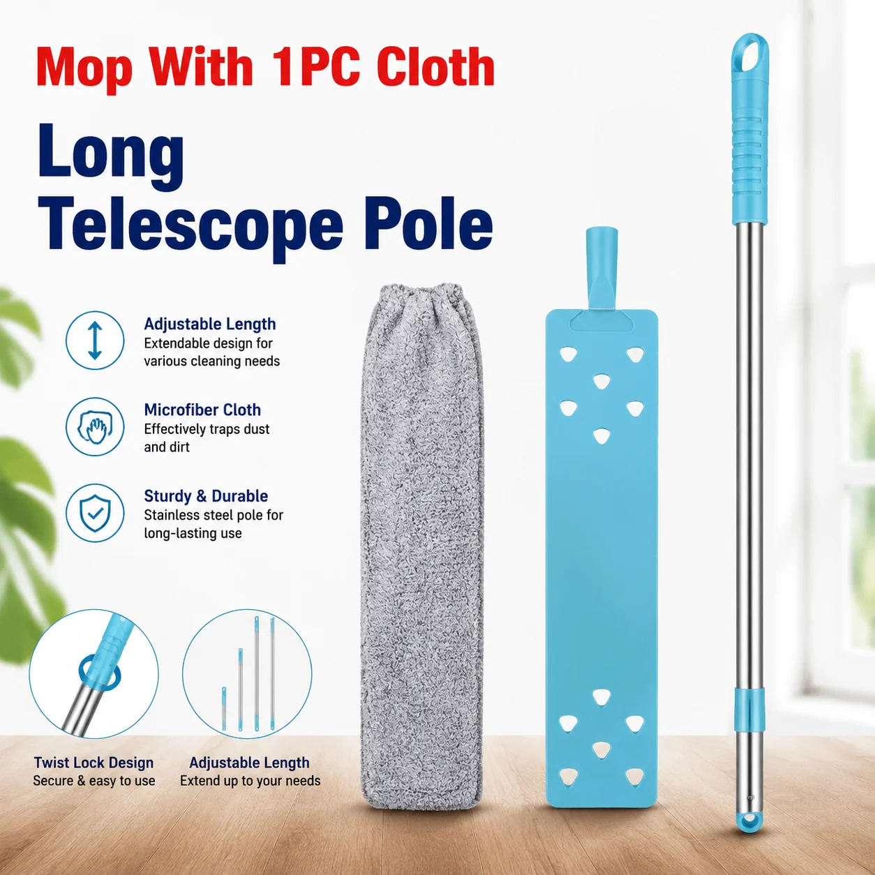 Microfiber Duster Dust Cleaning Brush with Telescoping Pole Retractable Gap Dust Cleaner Bendable Removable Washable Gap Duster