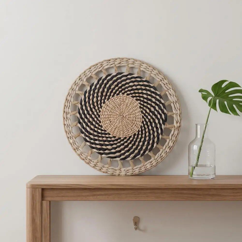 Boho Woven Wall Art Handmade 30/35CM Round Placemat Coaster Pot Holder Multi-Purpose Wall Hanging for Living Room Decor