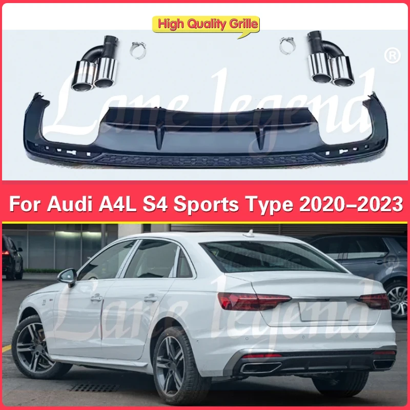 Car Rear Bumper Splitter Diffuser Body Kit Tuning ABS Gloss Matte Black For Audi A4L A4 Sports Type 2020-2023 For S4 Style