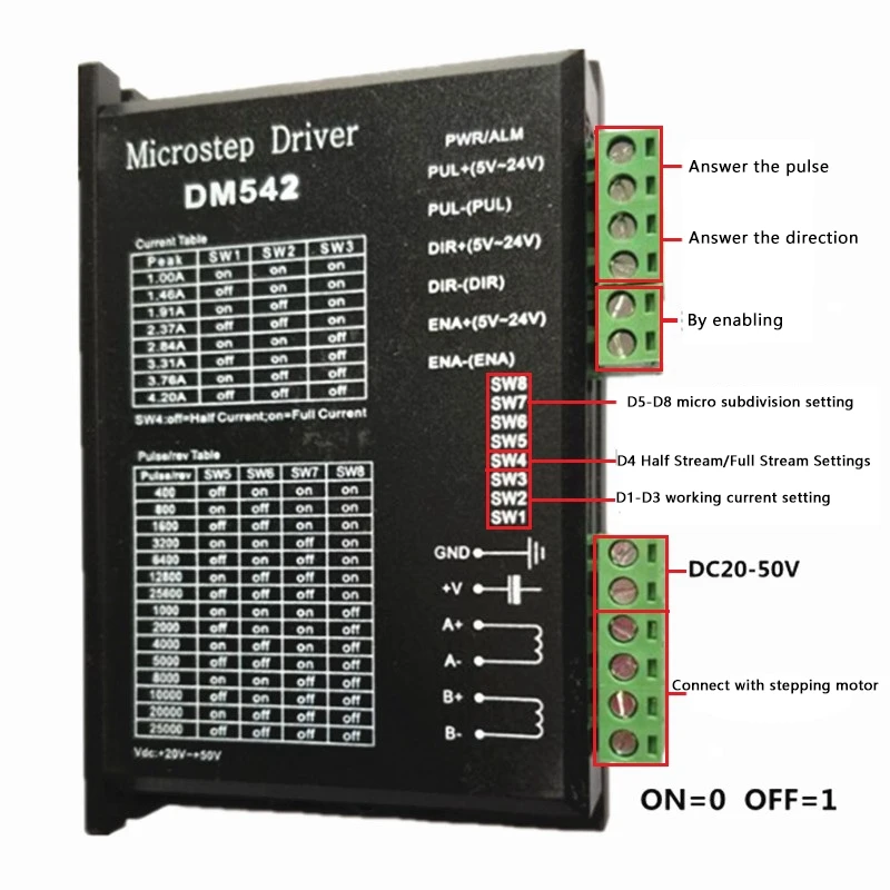 Controlador de Motor paso a paso DM542, placa de controlador Digital Dsp para Nema 17, Nema 23 ,Etc.