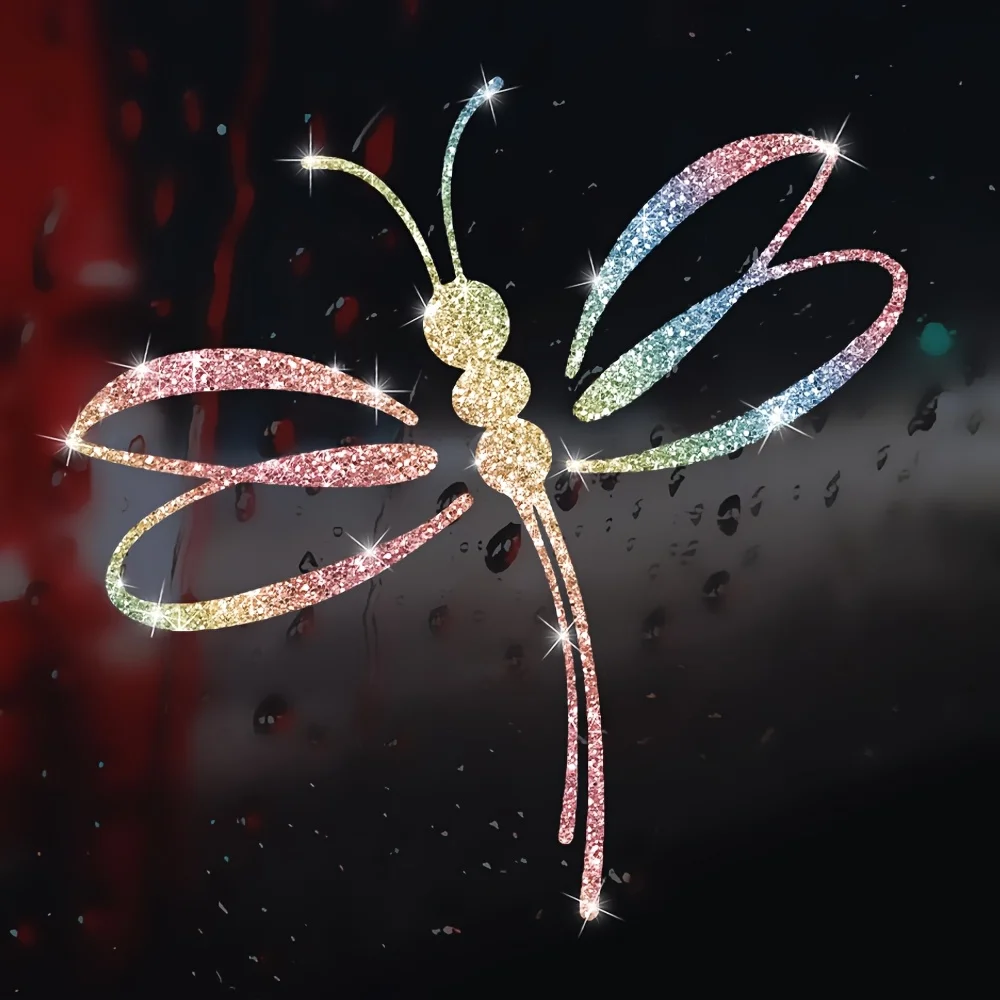 Dragonfly Cartoon Wall Sticker Sparkling Butterfly Decal for Home Window Glass Mirror Farmhouse Bedroom Fridge Bathroom Laptop