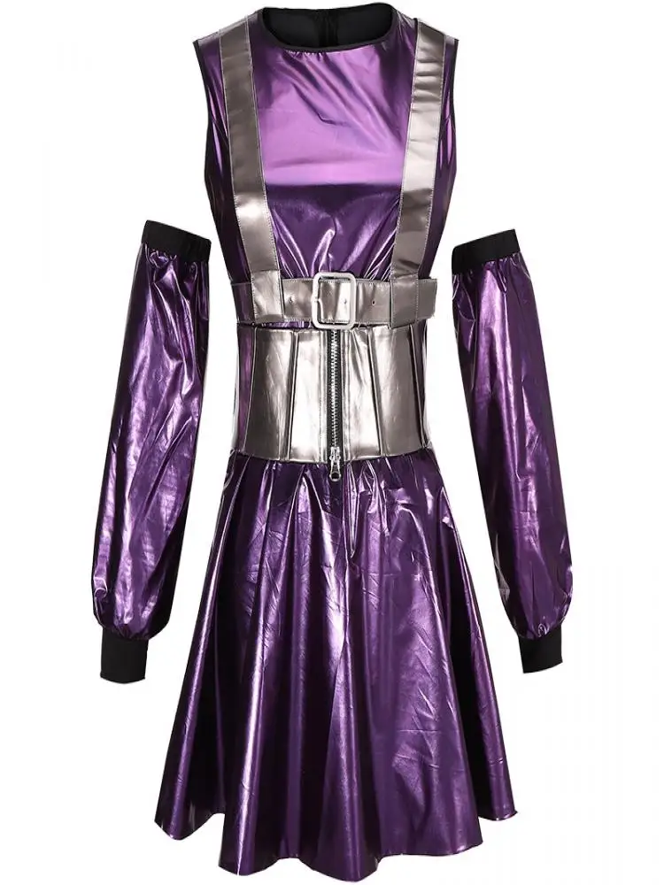 In Stock Anime RAIN ON ME Ariana Grande Lady Cosplay Costume Adult Women Ga Ga Outfits Sexy Purple Dress Cocktail Party Skirt